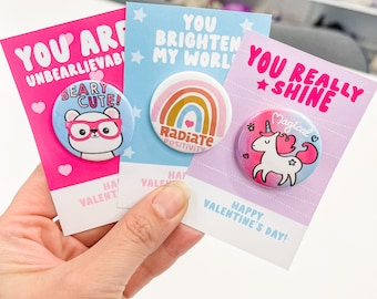 Giftable Valentine's Day Cards with 1.5" Button Pin