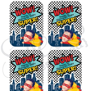 SuperHero Party-Thank You Favor Tags- CUSTOM Printable PDF