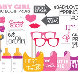 Baby Shower Props-- Printable PDF Girl-- INSTANT DOWNLOAD