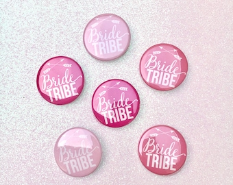 1.5" Wedding  Bride Tribe, Team Bride, Bride Squad Bachelorette Button Pins- Pink 10 PACK