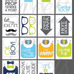 Baby Shower Photo Booth Props Printable PDF Boy-- INSTANT DOWNLOAD - Etsy