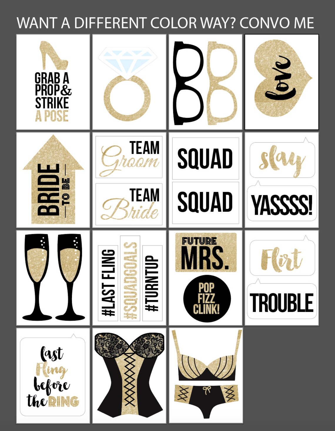 Bachelorette Photo Booth Props Printable PDF INSTANT - Etsy