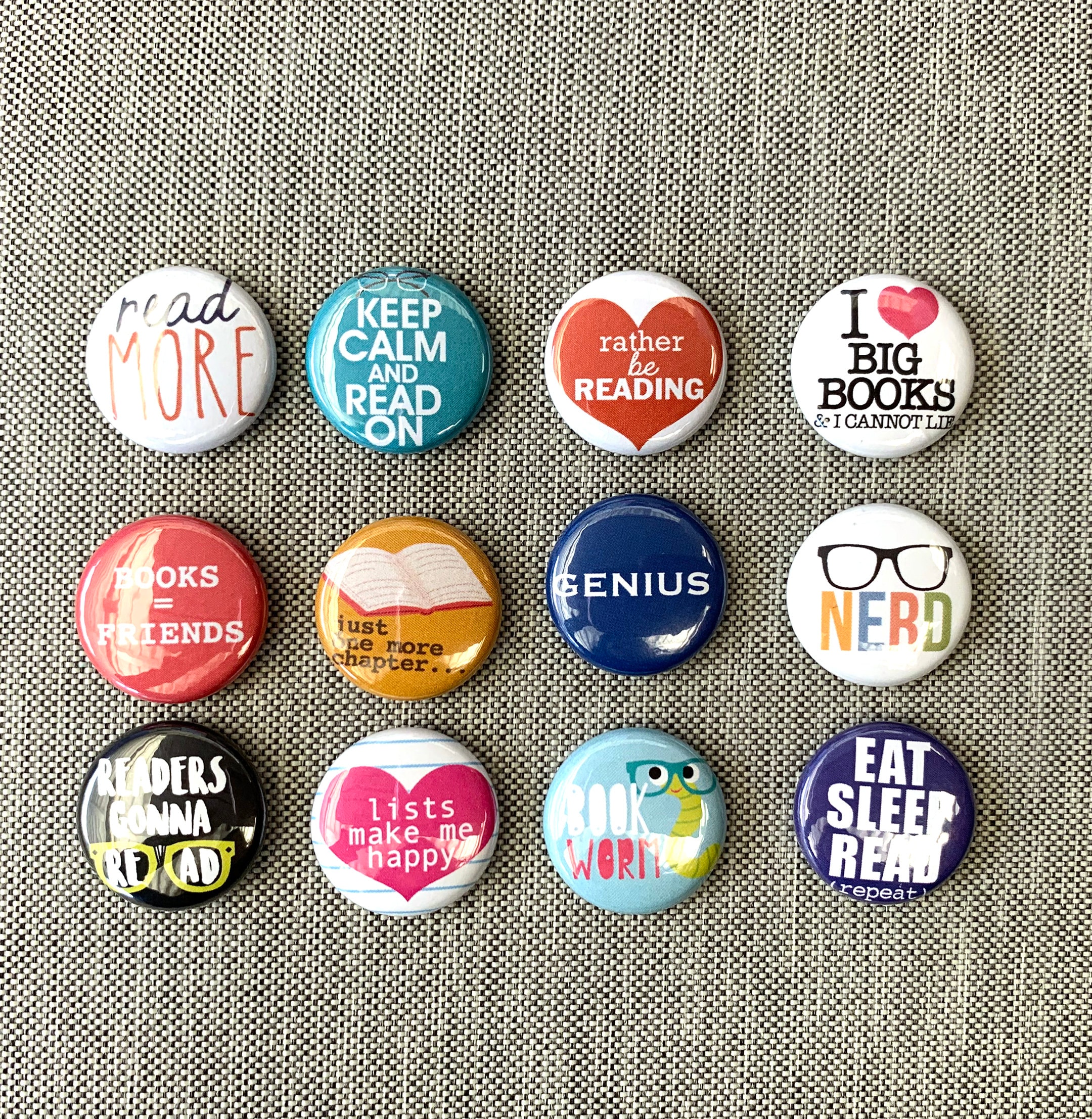 6-pk Novelty 1 Diameter Buttons/pins, Positive Messages, Fun Designs, Set  2, Themed for Backpacks, Jackets, Party Favors, Gifts 
