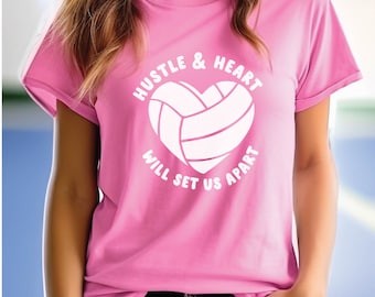 Hustle & Heart Volleyball T shirt Volleyball Team Shirt Volleyball Player Gift Back to School Tee Volleyball Camp Tee shirt