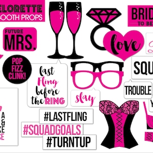 Bachelorette Photo Booth Props Printable PDF-- INSTANT DOWNLOAD