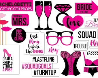 Bachelorette Photo Booth Props Printable PDF-- INSTANT DOWNLOAD