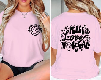Peace Love Volleyball Bella Canvas T shirt Bump Set Spike Volleyball Team Gift Volleyball Camp  Back to School Tee  Girls Volleyball Shirt