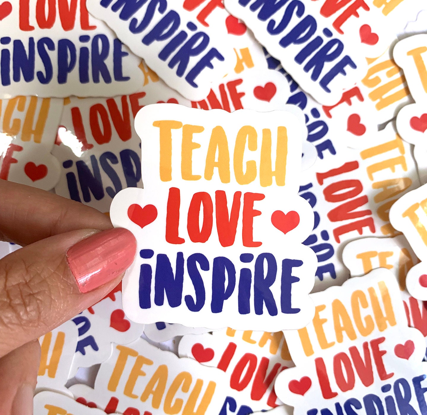 Teach Love Inspire Inspirational Quote Sticker - 2 Pack Clear Vinyl Decals For Laptop, Phone, Water Bottle - View #6