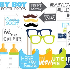 Baby Shower Photo Booth Props Printable PDF Boy-- INSTANT DOWNLOAD