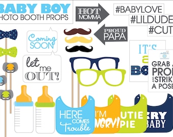 Baby Shower Photo Booth Props Printable PDF Boy-- INSTANT DOWNLOAD