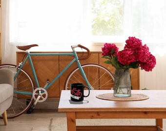Grab Life By The Handlebars  11 oz Illustrated  Black  Glossy Coffee Mug