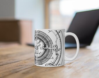 Steampunk Mechanical Diagram 11 oz Glossy Illustrated Coffee Mug