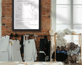 Classic T-Shirt Blueprint Schematic Print – Architectural T-Shirt Study (3 Digital Downloads)