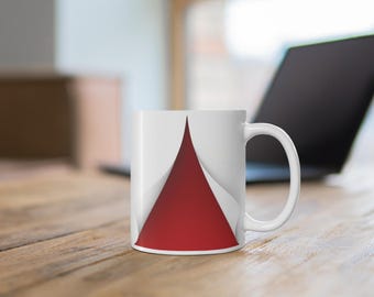 Modern Bold Torn Red Detail Mug | 11 oz Coffee Ceramic