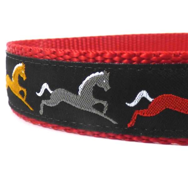 horse dog collar, red dog collar