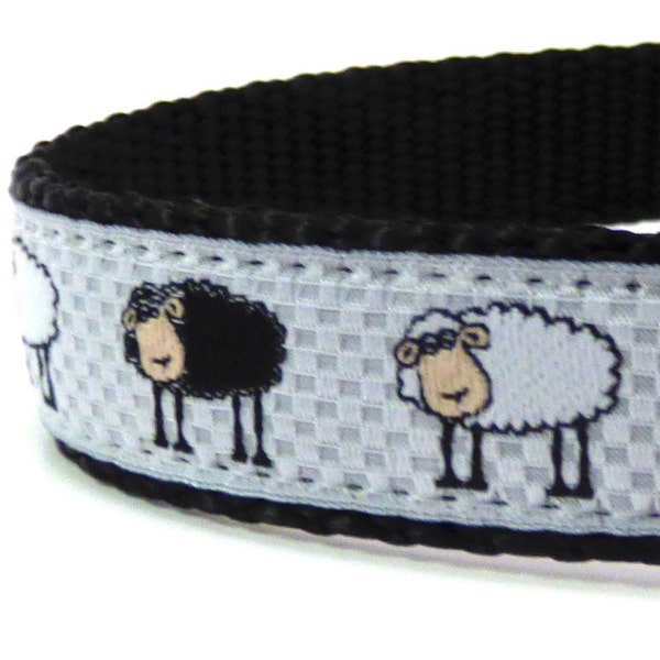 sheep dog collar, farm dog collar, nylon dog collar, custom dog collar, black dog collar, white dog collar, ribbon dog collar