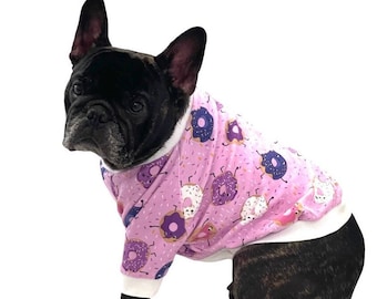 Donuts dog shirt , small dog clothes, Dog clothes, shirt for French bulldogs, pink dog shirt