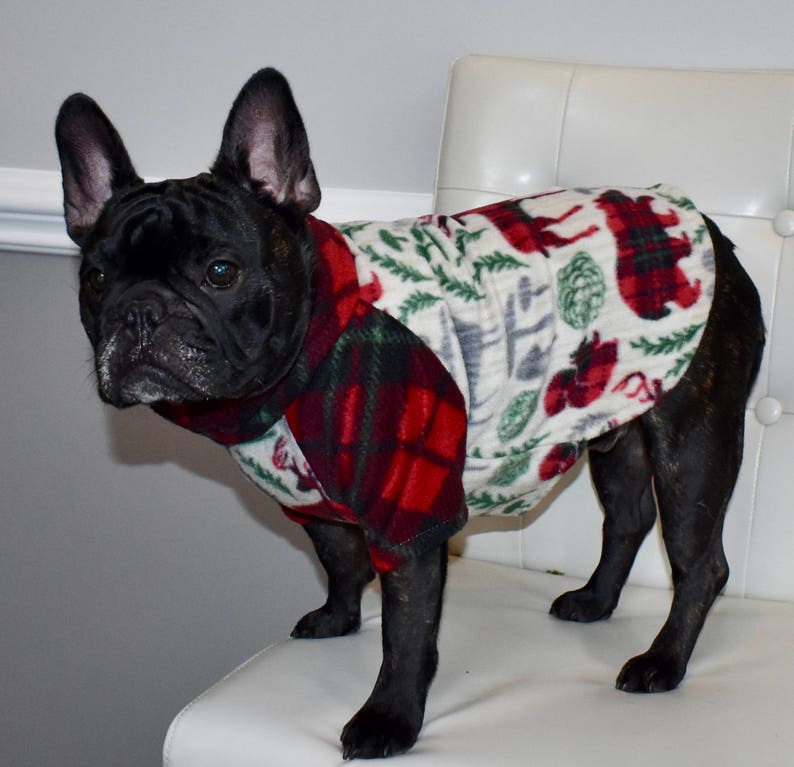 French Bulldog fleece dog sweater woodland winter sweater Etsy