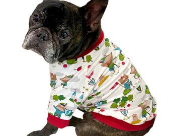 foxes dog shirt , small dog clothes, Dog clothes, shirt for French bulldogs, green
