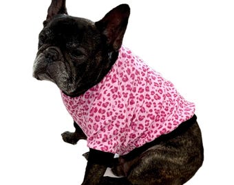 Animal print, glittery  leopard print   dog shirt , small dog clothes, Dog clothes, shirt for French bulldogs, blue dog shirt