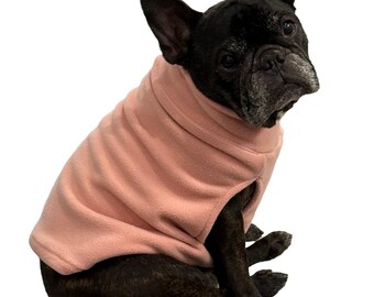 blush pink fleece dog sweater, small dog sweater, French bulldog sweater, fall sweater, winter sweater