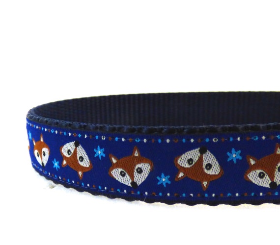Fox dog collar navy dog collar ribbon dog collar | Etsy