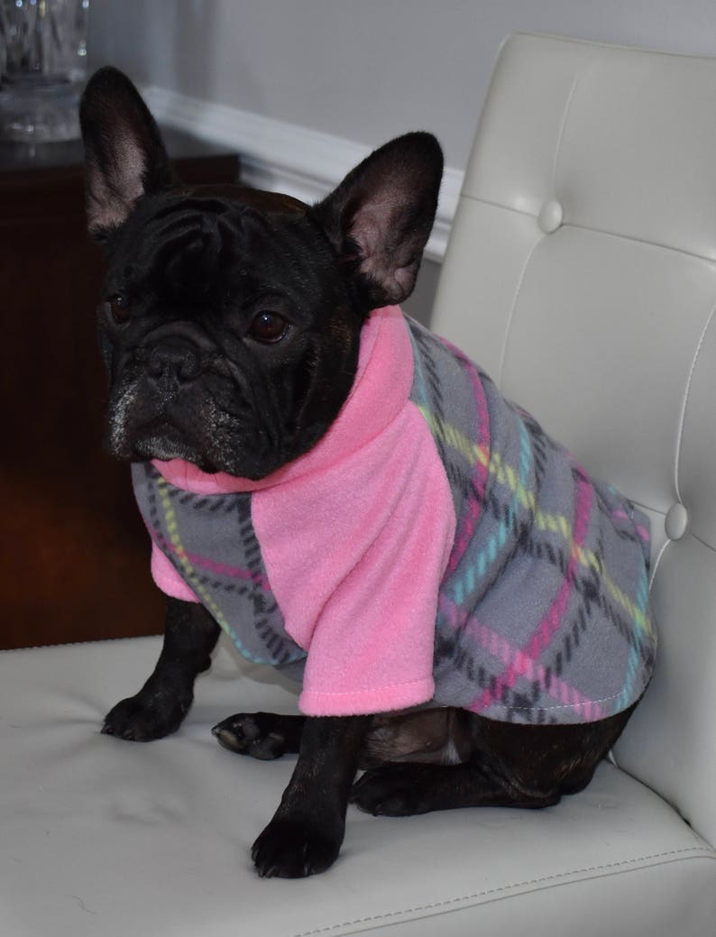 French Bulldog fleece dog sweater plaid winter sweater Etsy