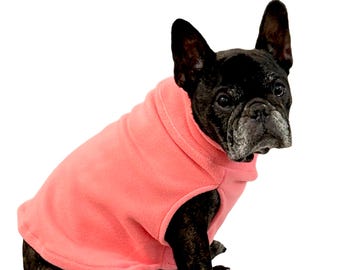 coral fleece dog sweater, small dog sweater, French bulldog sweater, fall sweater, winter sweater