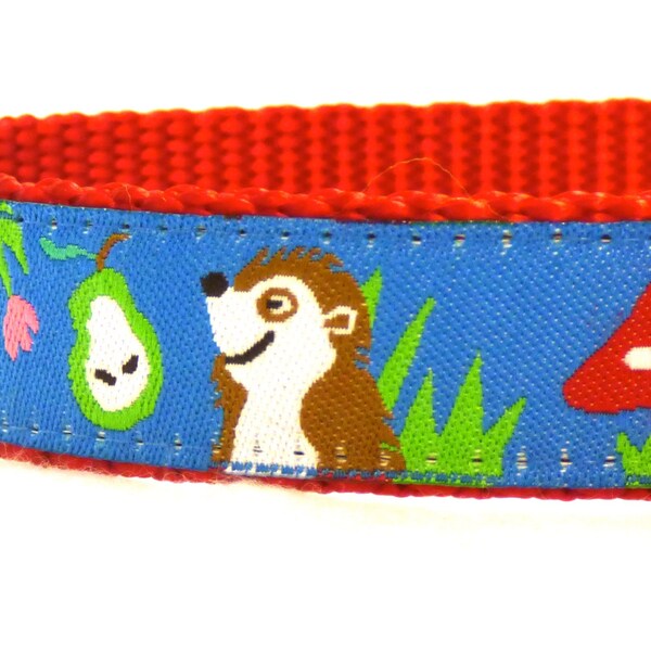 hedgehog dog collar, red dog collar, blue dog collar, mushroom collar, pear collar, custom dog collar, ribbon dog collar