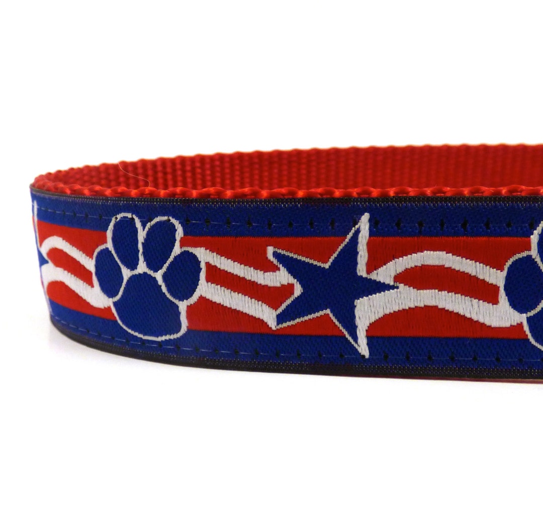 Patriotic Dog Collar , Red Dog Collar, Blue Do Collar, Paw Dog Collar