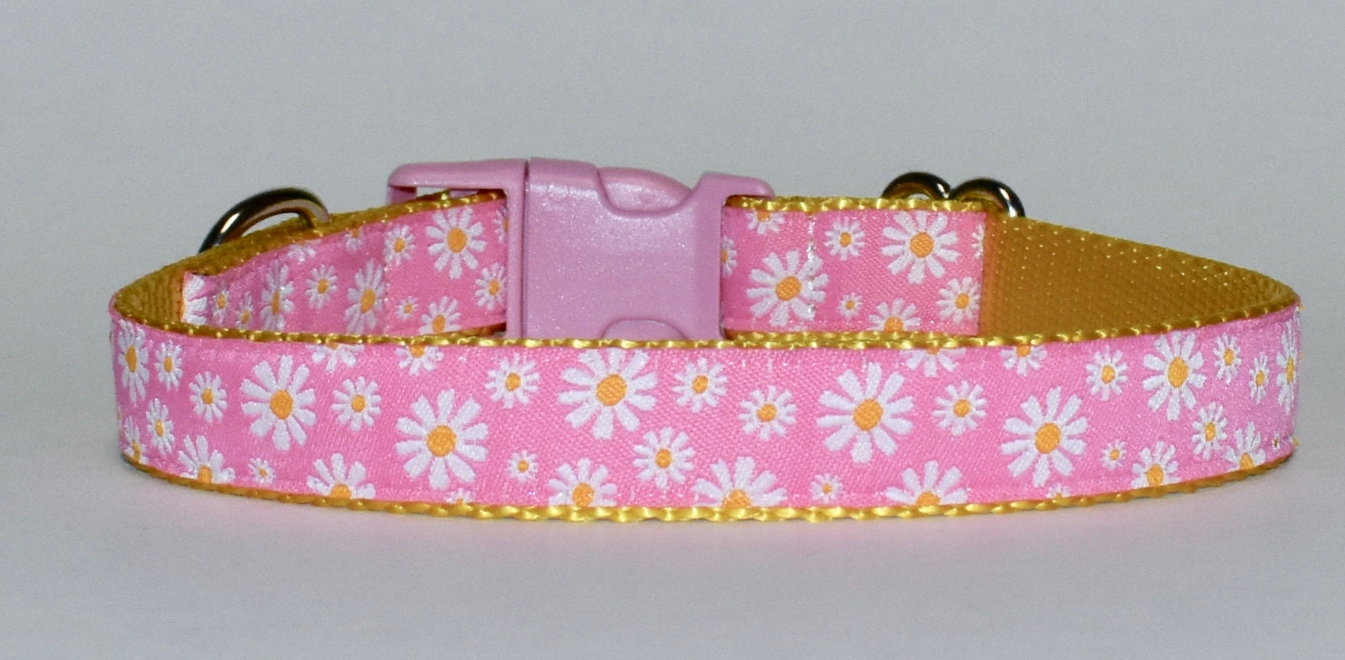 Daisy on Pink Dog Collar Pink and Yellow Daisy Dog Collar Etsy UK