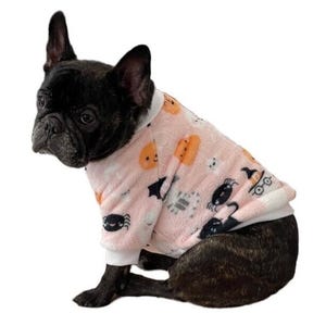 Halloween dog sweater, Fleece sweater for dogs, French bulldog sweater, sweater with sleeves