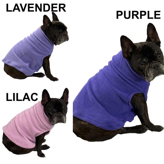 Purple Fleece Dog Sweater, Small Dog Sweater, French Bulldog