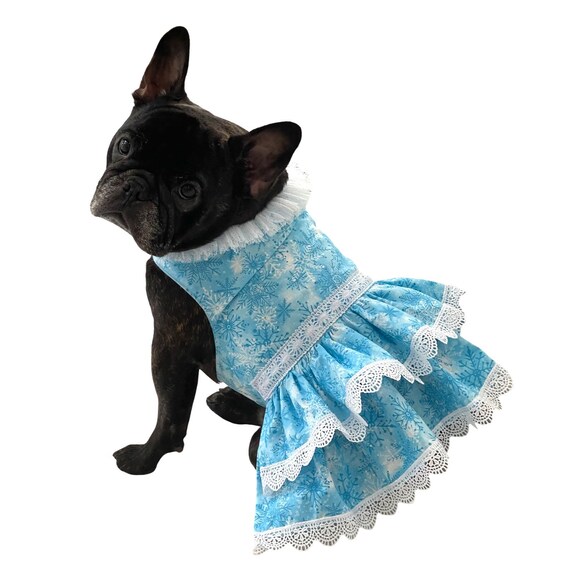 small dog holiday dresses Snowflakes dress, dog dress, winter dress, dress for dog, holiday dress, dress for French bulldog, XS-L luxury dog dresses