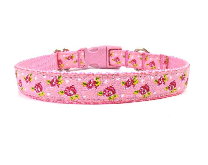Pink Roses Dog Collar Rosebuds Flowers Floral Dog Collar Etsy