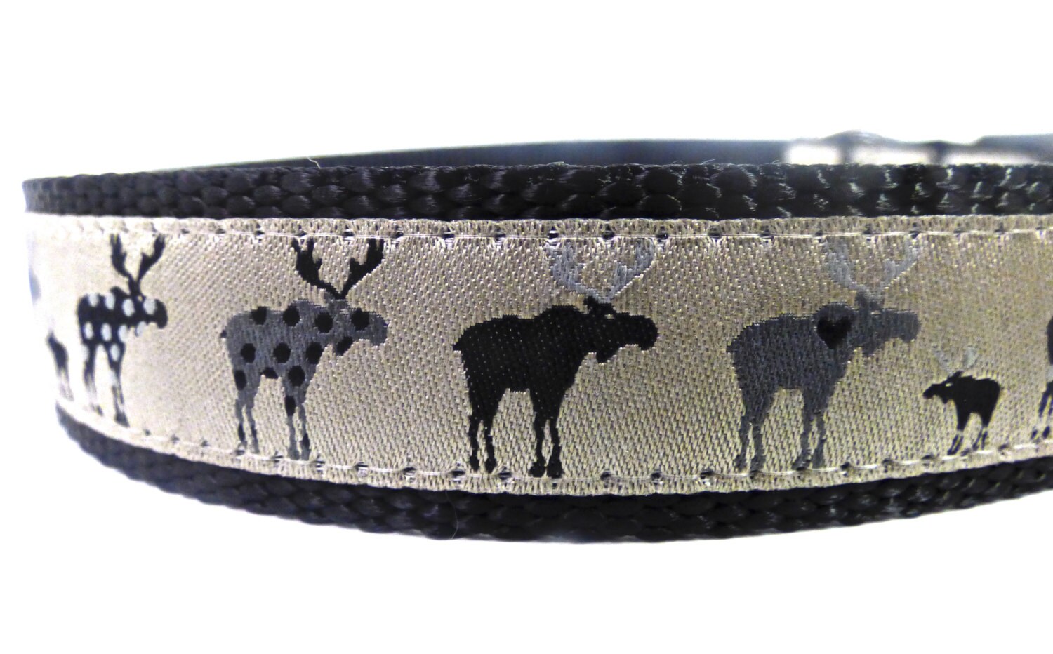 black moose dog collar black dog collar woodland dog collar