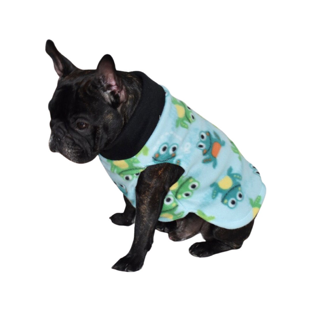 Frogs Fleece Dog Sweater Blue Dog Sweater Sweater for French Etsy
