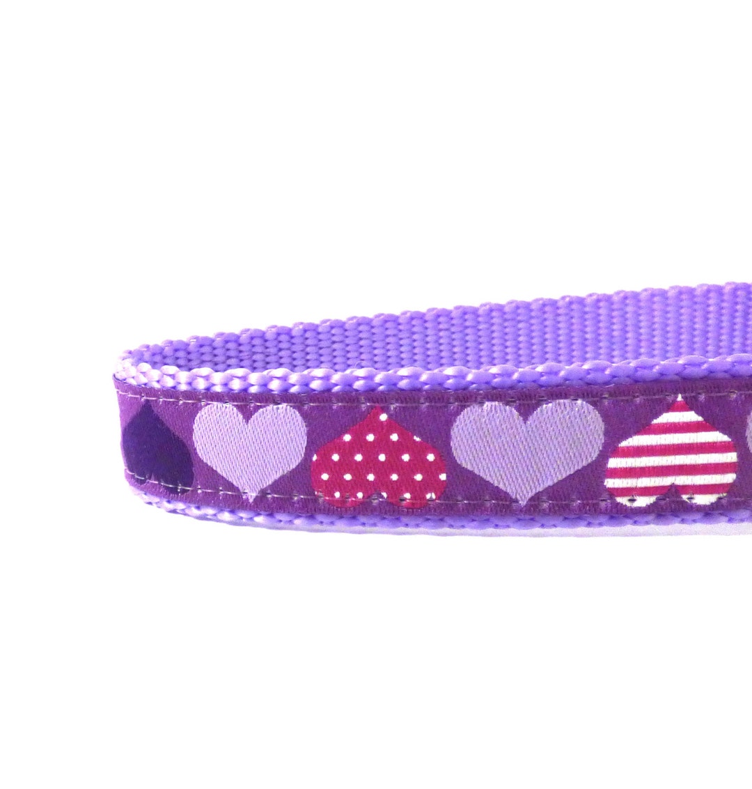 Heart Dog Collar, Purple Heart Dog Collar, Valentine's Day Dog Collar