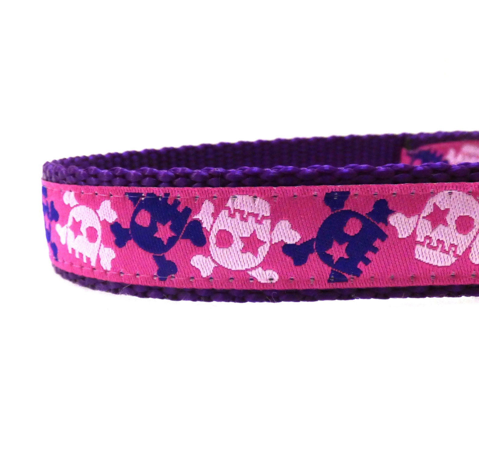 Skulls on Purple Dog Collar Purple and Pink Dog Collar Punk Etsy