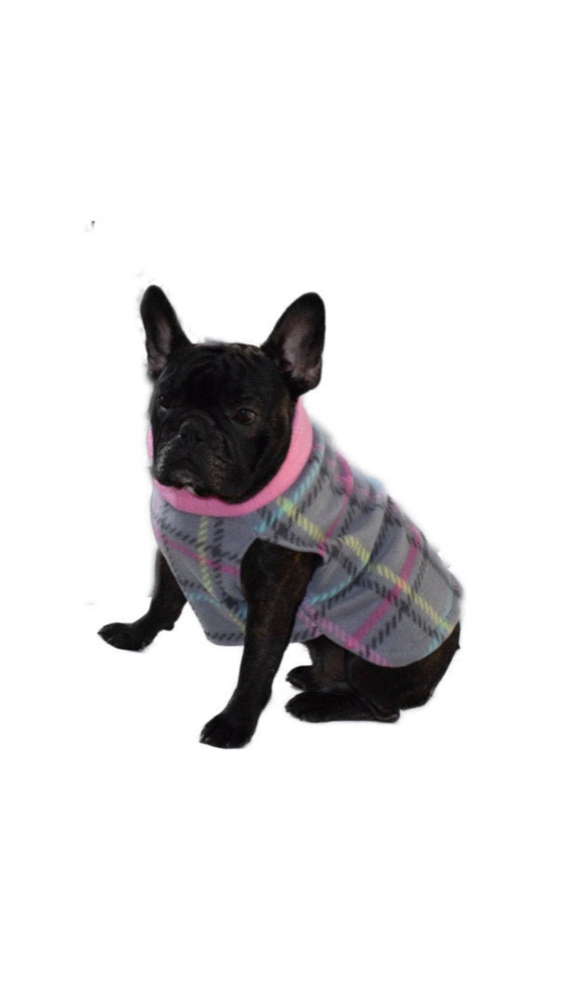 French Bulldog fleece dog sweater plaid winter sweater Etsy