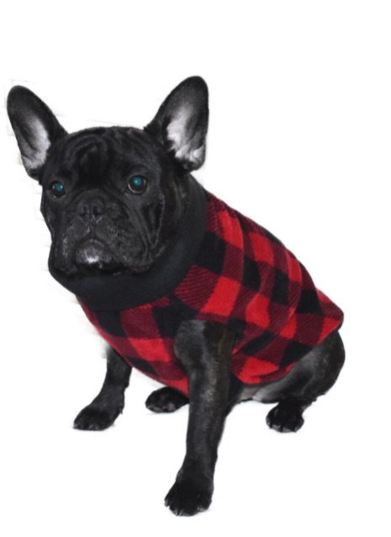 French Bulldog fleece dog sweater buffalo plaid winter Etsy