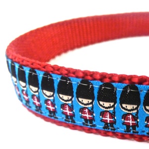 British Guards Dog Collar, Red Dog Collar, Custom Dog Collar, Ribbon Dog Collar, Handmade Dog Collar, Dog Collar
