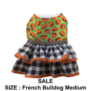 halloween dog dress, pumpkins dog dress, fall dog dress
