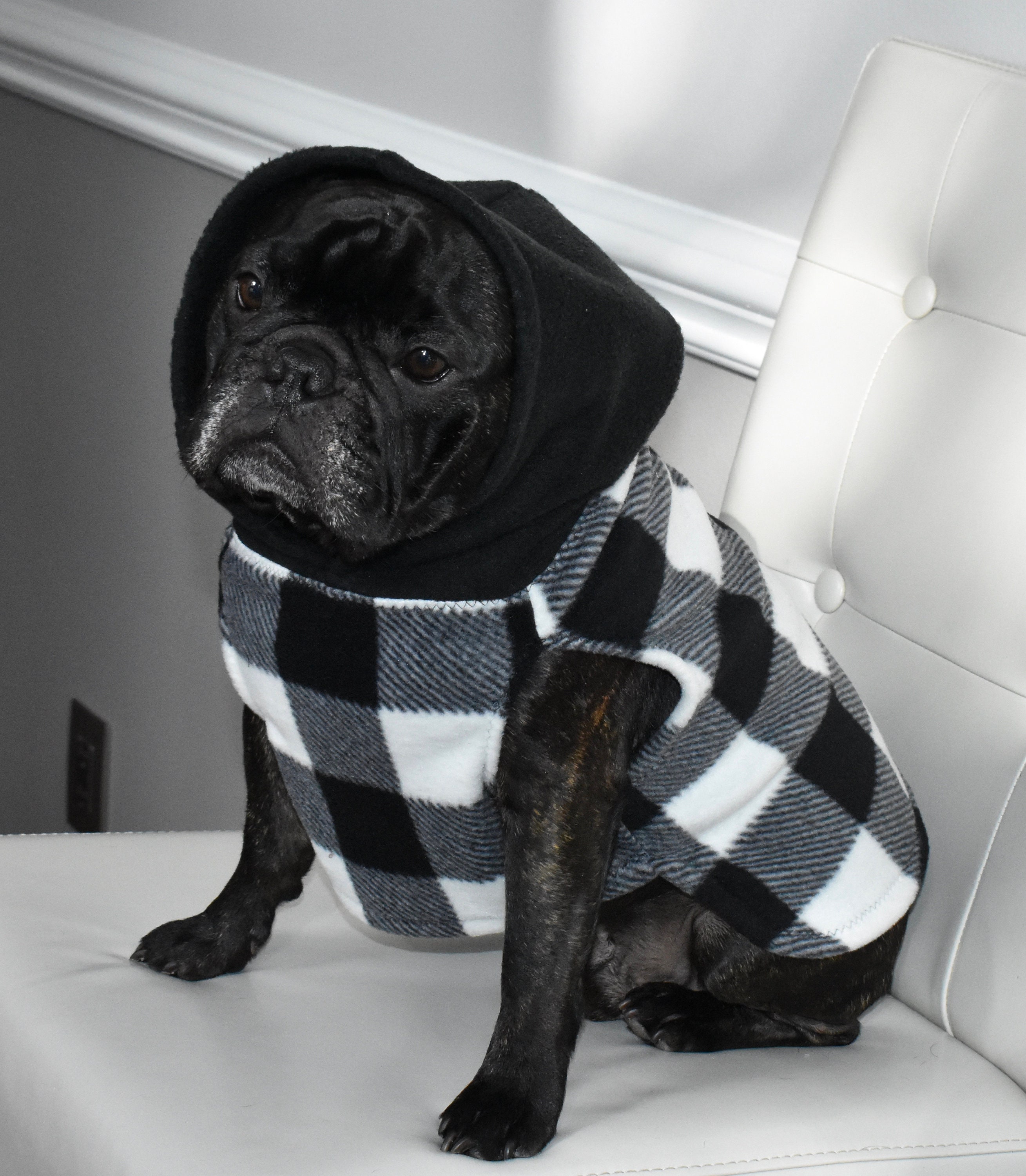 French Bulldog fleece dog sweater buffalo plaid winter Etsy