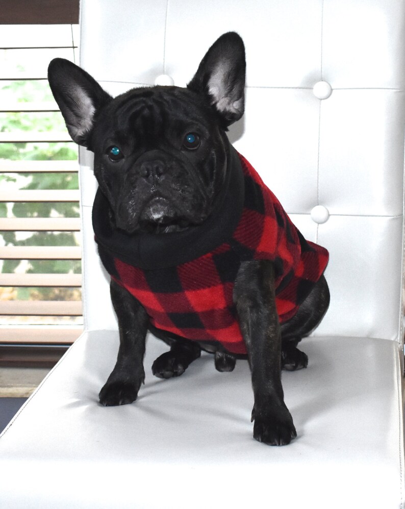 French Bulldog fleece dog sweater buffalo plaid winter Etsy