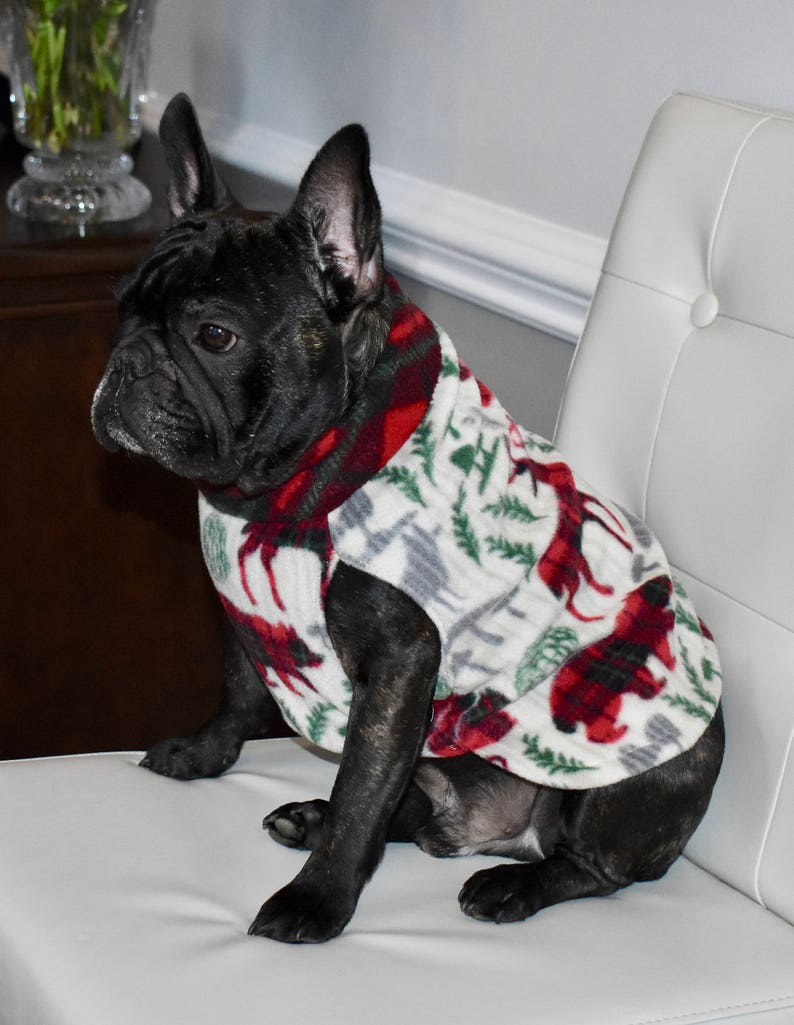 French Bulldog fleece dog sweater woodland Christmas Etsy