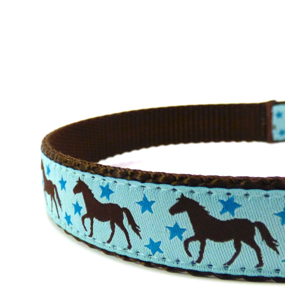 Horse Dog Collar Blue Dog Collar Ribbon Dog Collar Etsy