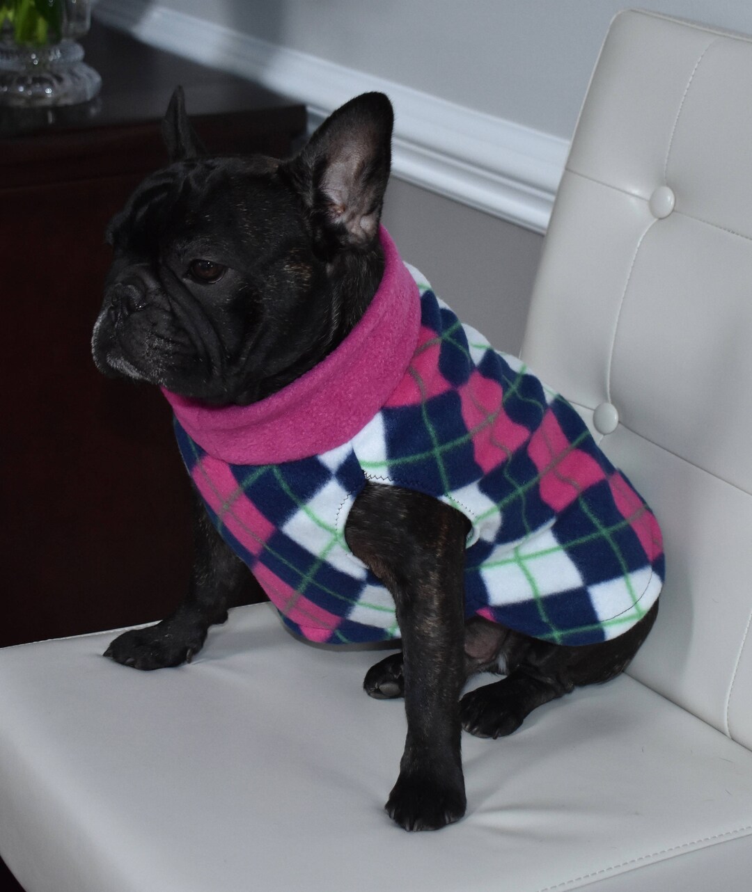 Argyle Fleece Dog Sweater Pink and Blue Dog Sweater Sweater Etsy