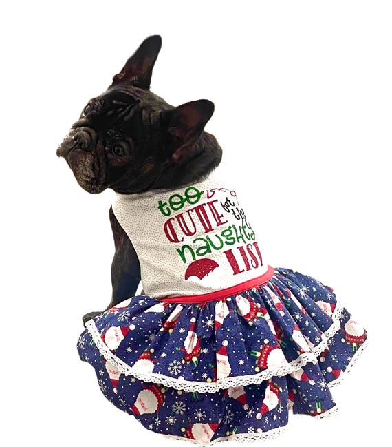 Christmas dog dress, holiday dog dress, winter dog dress, dress for small dog, holiday dress, dress for French bulldog