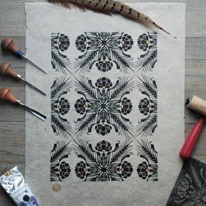 SOMMARÄNG - handmade block print - linocut
